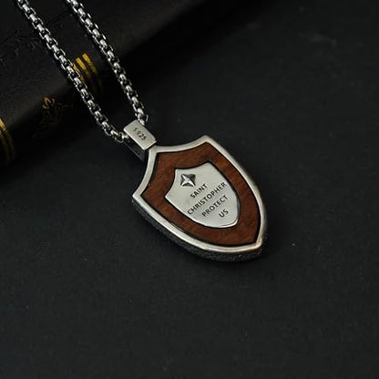 ONEFINITY Wooden Necklace Viking Wolf/St Benedict Medals/St Michael/Crucifix/St Christopher Pendant Necklace for Men Archangel Amulet Wooden Religious Jewelry Gifts for Men Women - style: St Christopher