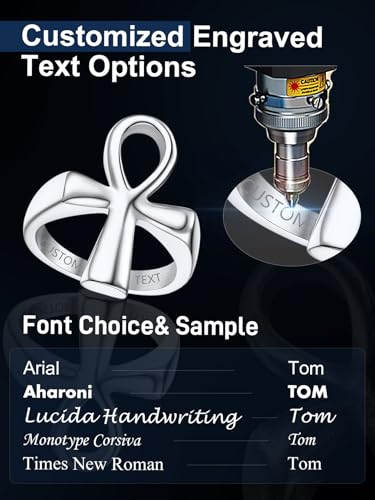 ChainsProMax Can Engrave Men Ancient Egyptian Eye of Ra Ankh Cross Ring, Size #7-#14, Stainless Steel/Gold Plated/Black (Send Gift Box) - color: Engrave-ankh cross-stainless
