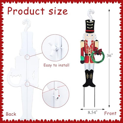 Christmas Yard Sign Decorations Outdoor Christmas Nutcracker Wreath Yard Signs with Metal Stakes for Xmas Holiday Party Lawn Sign Garden Decor Outdoor Yard Signs - style: Nutcracker