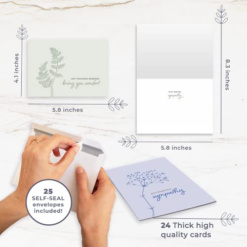 Sympathy Cards with Envelopes - 24 Sympathy Cards with Sentimental Designs and Thoughtful Messages - 4 Unique Condolences Card Designs in a Sympathy Cards Assortment Box with Envelopes (Pastel) - color: Pastel