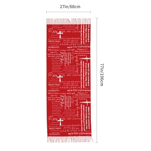 Prayer Shawls and Wraps for Women, Jesus Christian Gifts Bible Scarf Super Soft Fashion Shawl With Tassel - color: Red