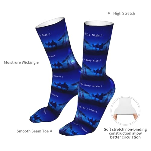 Christian Christmas Nativity Scene O Holy Night Sock Womens Short Stockings Casual Sport Crew Socks for Women Men - color: Brass