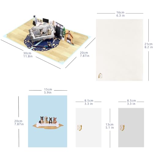 Dog Pop Up Card, Pop Up Birthday Card, Father's Day Card, 3D Greeting Gift Card for Animal Dog Lovers, Men, Women, Husband, Wife, Friends. - color: Dog