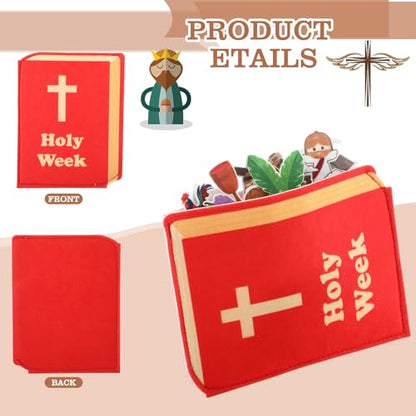 Easter Scavenger Hunt Game with 60 Felts Figures 15 Easter Story Cards 15 Scavenger Hunt Cards Religious Christian Bible Game for Sunday School Classroom Activities Basket Stuffers