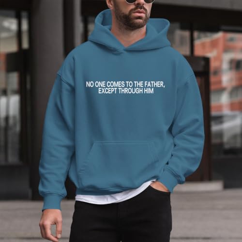 BeWithYou Christian Jesus Hoodies for Men Religious Faith God Sweatshirt Inspirational Bible Verse Graphic Hoodie Pullover - color: Deep Blue, size: Small