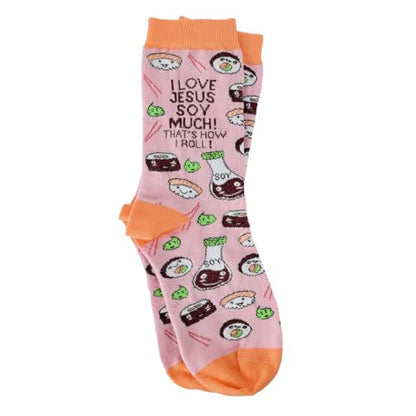 Kerusso Adult Socks, Christian Fun Socks, Novelty Socks, Cotton Blend Sock, One Size Fits Most - color: Pink/Orange