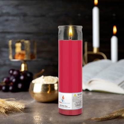 Mega Candles 6 pcs Unscented Pink Glass Container Devotional Prayer Candles, Shortening Wax Candle 2 Inch x 8 Inch, Sanctuary, Vigils, Prayers, Spiritual, Blessings, Religious, Altar, Remembrance - color: Pink
