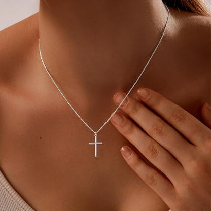 HAXIYA Cross Pendant Necklaces for Women Layered Cross Choker Faith Jewelry - style: Simple-Silver