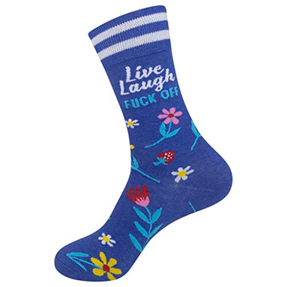 FUNATIC Socks with Funny and Profane Sayings, Sarcastic Gift for Men Women - color: Live, Laugh, F Off