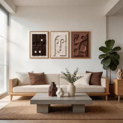 CHDITB 3D Textured Abstract Face Relief Wall Art Neutral Geometric Painting - color: 3d Geometric