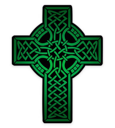 Green Celtic Cross - Vinyl Sticker Waterproof Decal - size: 3"