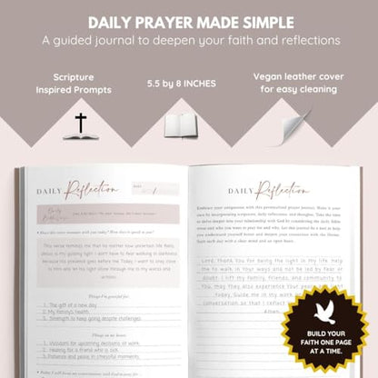 Daily Prayer Journal with Prompts | 90-Day Guided Devotional & Scripture Reflection | Bible Study and Spiritual Growth Tracker | Undated Faith Planner, 5.5x8" - Brown Chevron - color: Chevron Brown