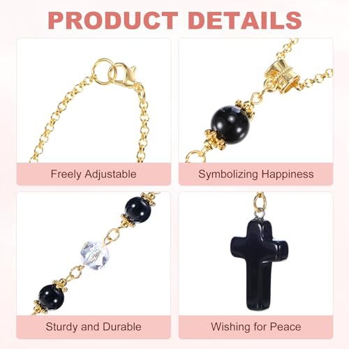 M METERXITY 1-Pcs Crystal Cross Car Mirror Hanging, Rearview Mirror Pendant - color: Black