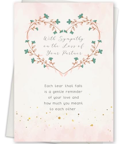 Sympathy Card for Loss of Partner – Condolence Card for Grieving Spouse, Memorial Bereavement Card with Heartfelt Message, Comforting Sympathy Greeting Card - style: Card-249