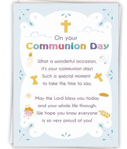 First Holy Communion Card, Religious Gift for Girls Boys - style: AM-445