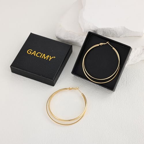 Gacimy Criss Cross Hoop Earrings for Women, 14K Gold Plated Hoops - color: Gold, size: 50mm