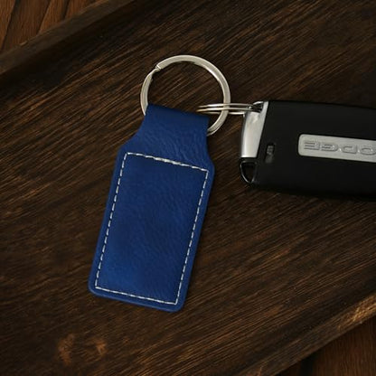 LaserGram Rectangle Keychain, Christian Cross, Personalized Engraving Included - color: Dark Blue