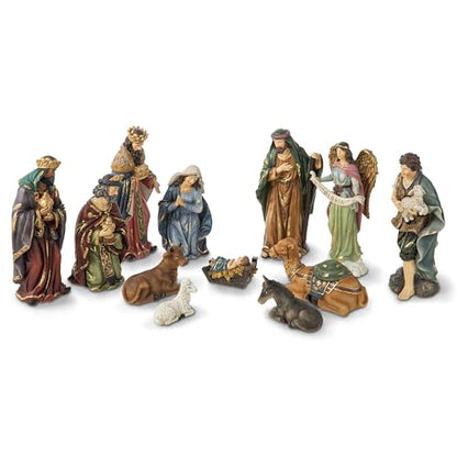 Glitzhome Nativity Set nacimiento de Jesus para Navidad Sets of 12 Nativity Figurines Sets for Christmas Indoor 10" H, Resin Xmas Nativity Statues Collectibles Figurines Xmas Nativity Scene Figures - color: Nativity Figurine Sets