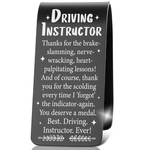 FOUGSTA Stainless Steel Car Visor Clip, Gratitude Gift for Driving Instructors, Heartfelt Keepsake for Driving Teachers, Inspirational Present for Driving Coaches, XXE6 - color: Black-E6