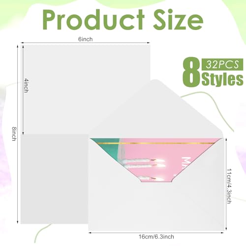 Affrolling 32 Pcs Christian Birthday Cards with Envelopes Religious 4x6