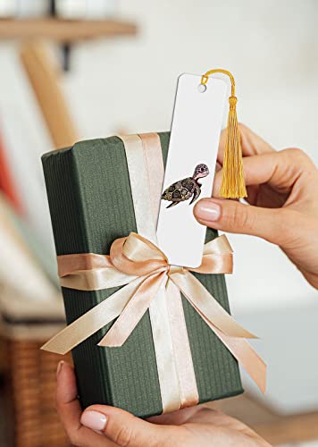 WIRESTER Set of 2 Metal Bookmarks with Light Gold Tassel for Students, Reader, Teachers, Book Lovers - Cute Turtle On Ocean, Blue Sea Turtle - color: Cute Turtle on Ocean, Blue Sea Turtle
