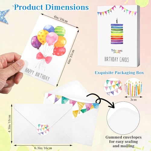 Thboxes Birthday Cards Bulk, 24-Pack 4x6 Happy Birthday Card Assortment - style: Watercolor Birthday Cards