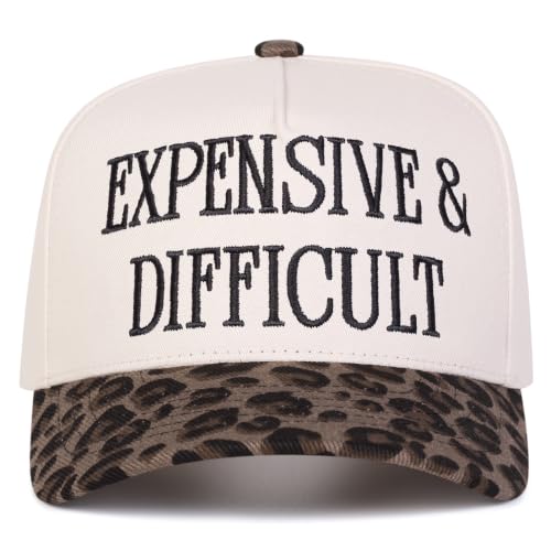 Trendy Embroidered Baseball Cap for Men & Women, Adjustable Snapback Hat for Casual Wear - color: Expensive & Difficult-leopard Black