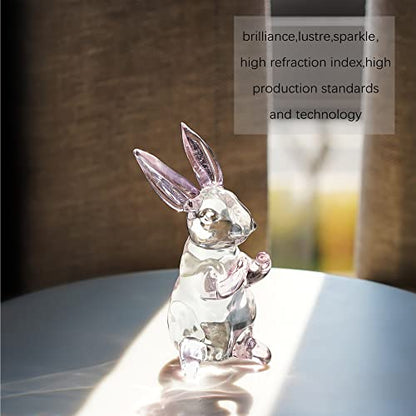3.5'' Crystal Rabbit Figurine Collectibles Spring Easter Bunny Decorations - style: Pink Rabbit