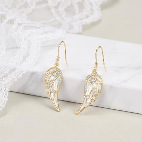 ONEFINITY Angel Wings Earring for Women Feather Wing Earring Angel Jewelry - color: gold