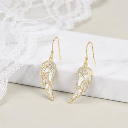 ONEFINITY Angel Wings Earring for Women Feather Wing Earring Angel Jewelry - color: gold