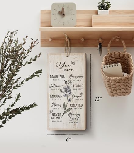 YZEXEZY Bible Verse Sign 12"x6" Farmhouse Christian Home Office Wall Decor Inspirational Christian Art Gifts for Prayers-You Are - style: You Are