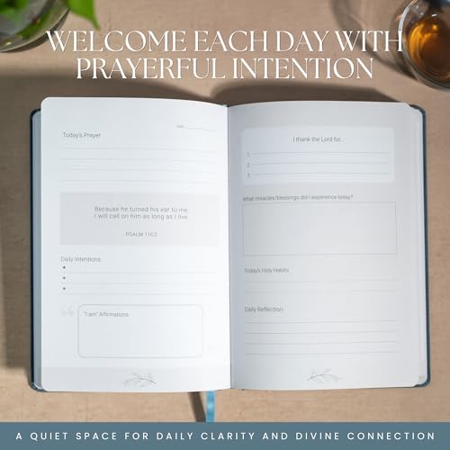 Prayer & Gratitude Journal for Women | 90-Day Christian Devotional with Bible Verses, Guided Prompts, Daily Reflections, Affirmations & Prayer Tracker | Faith-Based Journal for Spiritual Growth - color: Blue Gray