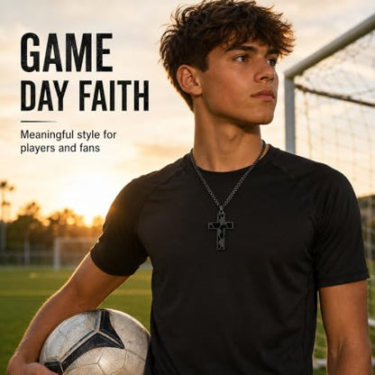 Smilelife Soccer Baseball Basketball Football Cross Necklace for Boys Men - style: Soccer