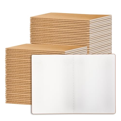 72 Pack Blank Kraft Notebooks, 8.3x5.5 Inches A5 Small Journals Bulk Blank Notebooks 80 Gsm Unlined with 60 Pages A5 Subject Notebooks Traveler Journal Set for Adult Students Back to School Supplies - color: Blank inner pages-72 PCS