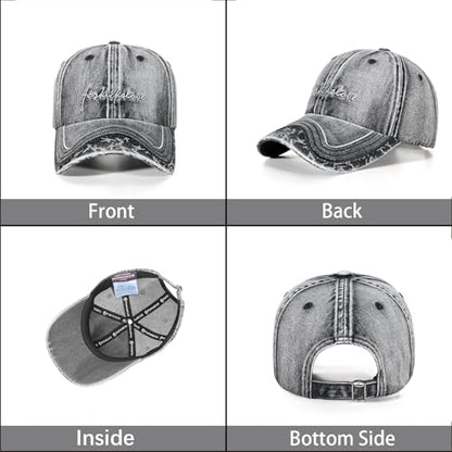 Baseball Cap for Women Men - Adjustable Size Hat - color: Fk87 Denim Black