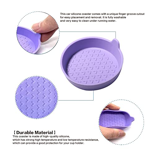 4 Packs Silicone Car Cup Holder Coasters,Car Coasters for Cup Holders,Universal Removabl Vehicle Cup Holder Coasters for Most Cars, Trucks, RVs (Purple) - color: Purple