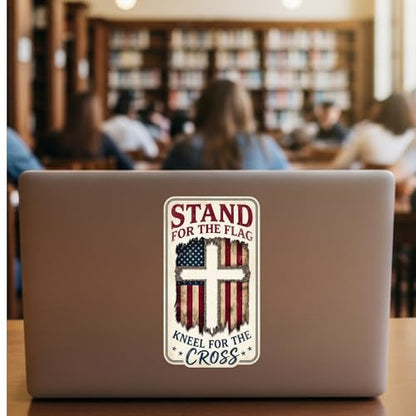 American Flag Cross 250th Anniversary Christian Car Decal - color: Stand for the Flag