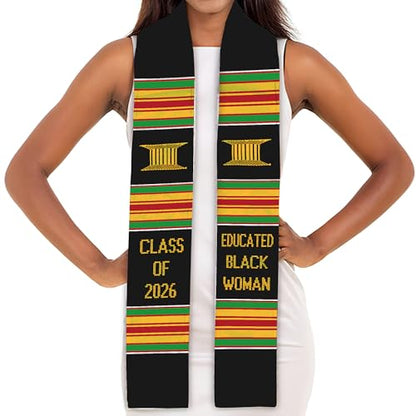 MDPrints Global Kente Graduation Sash 2026, Black Girl Magic Graduation Sash 2026, Class of 2026 Graduation Gift - color: Kente02