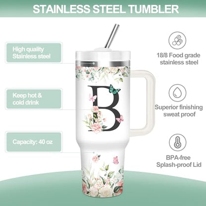 Christian Gifts for Women, Christian Tumbler 40oz - style: Initial B cup