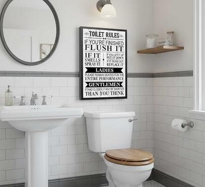 HSHFKLH Funny Toilet Rules Quotes Poster Wall Art 16x24in Unframed - color: Toilet rules-poster, size: 24"L x 16"W