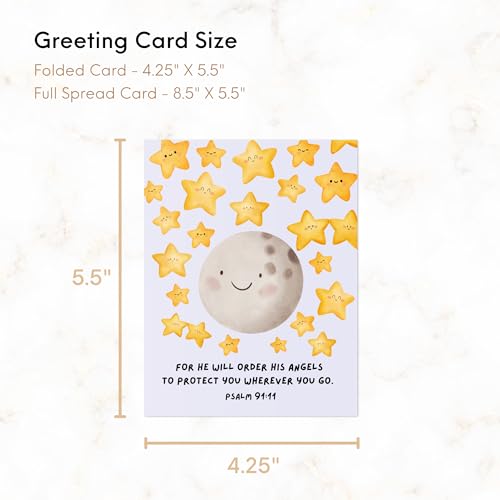 Religious Card Baptism, Christian Bible Quote, Christening, First Communion, Confirmation, or Wedding Card | Cute Prayer & Inspirational Card, Blank Inside, Thoughtful Gift by Aly Lou (For He Will Order His Angels To Protect You ... Psalm 91:11) - color: