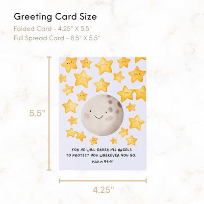Religious Card Baptism, Christian Bible Quote, Christening, First Communion, Confirmation, or Wedding Card | Cute Prayer & Inspirational Card, Blank Inside, Thoughtful Gift by Aly Lou (For He Will Order His Angels To Protect You ... Psalm 91:11) - color: