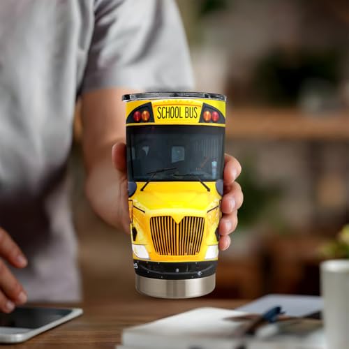 SANDJEST Bus Driver Tumbler - School Bus 20 oz Stainless Steel Double Wall Vacuum Tumblers Coffee Travel Mug - Thermal Cups Birthday, Christmas, Back To School Gifts for Men, Women, Friends, Besties - color: School Bus Driver
