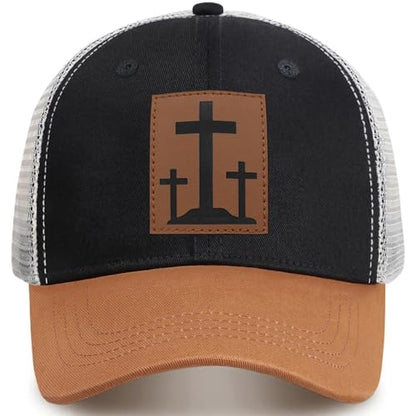 Christian Jesus Cross Hat American Flag Adjustable Faith Baseball Cap - Ideal Religious Gifts for Birthdays, Father's Day - color: Black-orange