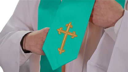 CLERKMANS Choir Stole with Crosses - color: Emerald Green