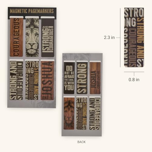 Christian Art Gifts Magnetic Scripture Bookmark/Pagemarker Set for Men - color: Strong & Courageous