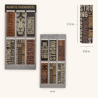 Christian Art Gifts Magnetic Scripture Bookmark/Pagemarker Set for Men - color: Strong & Courageous
