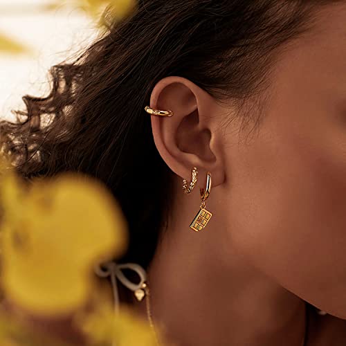 MYEARS Women Earrings Gold Huggie Hoop Dangle Drop 14K Gold Plated Small Simple Hypoallergenic Everyday Jewelry - style: Chocolate