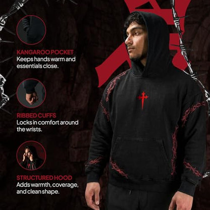 SAINT KAIZEN Risen Hoodie - Resurrection Pullover Sweatshirt, - size: Medium