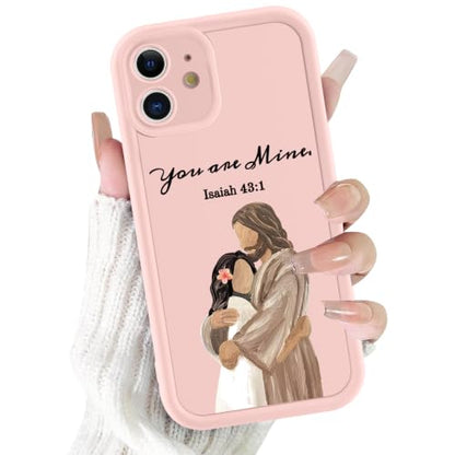 for iPhone 13 6.1'' Cute Bible Verse Hug Phone Case - color: Pink-You Are Mine, size: iPhone 13
